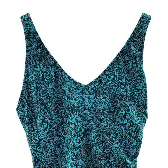 Speedo Turquoise & Black Tribal Pattern Classic 1 Piece Swimsuit High Support 8 - Picture 2 of 9